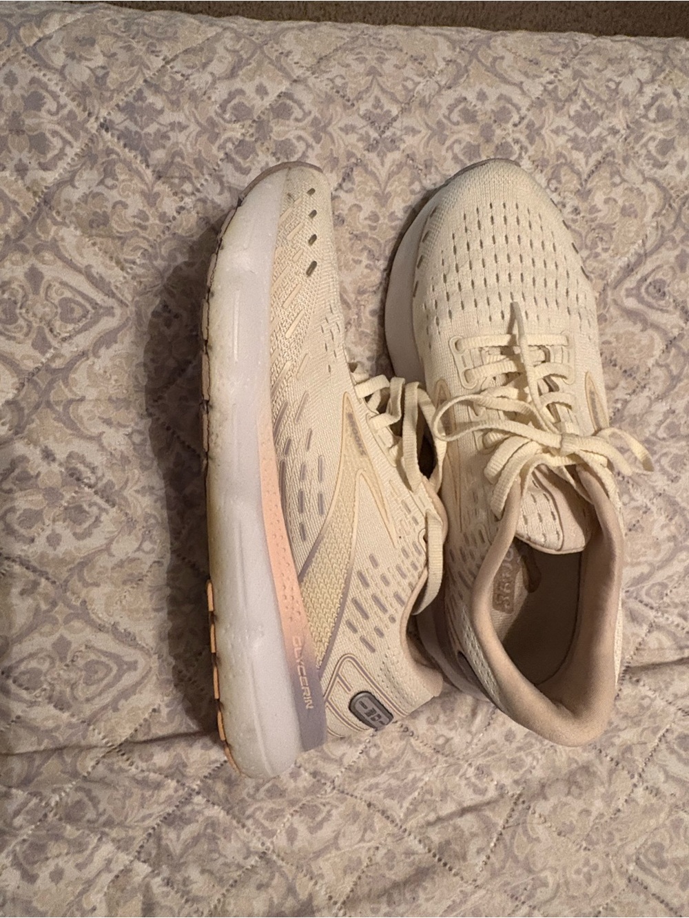 Women's Brooks Glycerin Neutral Cream Athletic Sneakers - Lightweight Comfort